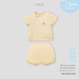 Bộ cộc tay cài lệch kẻ vàng in trang trí Nous NB2S25-SC2-M03-CY-0M