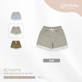 Quần short Bubaby bé gái Túi bèo Kaki