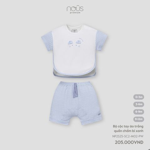 Bộ cộc tay áo trắng quần xanh Nous NP2S25-SC2-M02-PW-0M