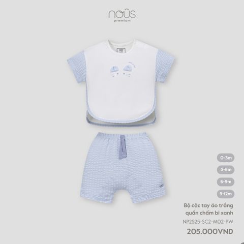 Bộ cộc tay áo trắng quần xanh Nous NP2S25-SC2-M02-PW-0M