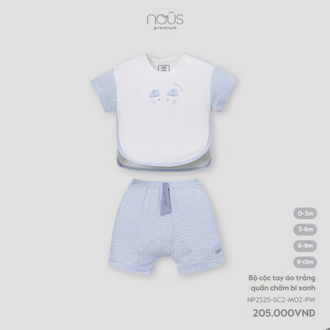 Bộ cộc tay áo trắng quần xanh Nous NP2S25-SC2-M02-PW-0M