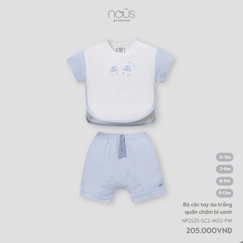 Bộ cộc tay áo trắng quần xanh Nous NP2S25-SC2-M02-PW-0M