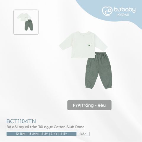 Bộ dài tay cổ tròn Túi ngực Cotton Slub Dona 1104TN Bubaby