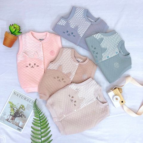 Áo gile Hrnee trần bông cài giữa Bamboo mới - Xanh cẩm thạch - 12-18m