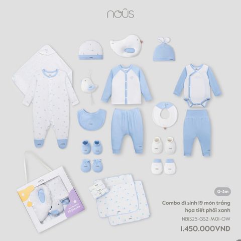 Combo đi sinh 19 món trắng họa tiết phối xanh NB Nous NB1S25-GS2-M01-OW-NB