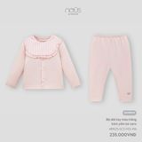Bộ dài tay màu hồng kèm yếm kẻ caro Nous NP1S25-SC3-F02-PM-NB
