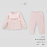 Bộ dài tay màu hồng kèm yếm kẻ caro Nous NP1S25-SC3-F02-PM-NB