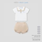 Bộ cộc tay áo trắng phối quần nâu Nous NE2S25-SC2-M01-PW-0M