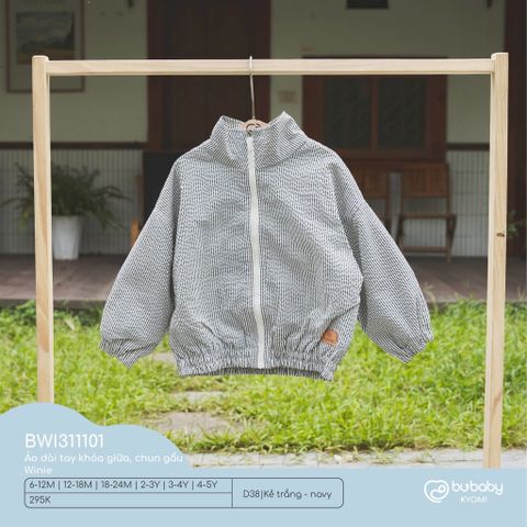 Áo dài tay Khóa giữa, chun gấu Winie Bubaby