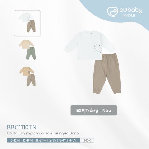 Bộ dài tay raglan cài sau Túi ngực Dona Bubaby