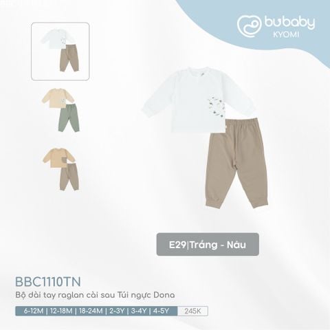 Bộ dài tay raglan cài sau Túi ngực Dona Bubaby