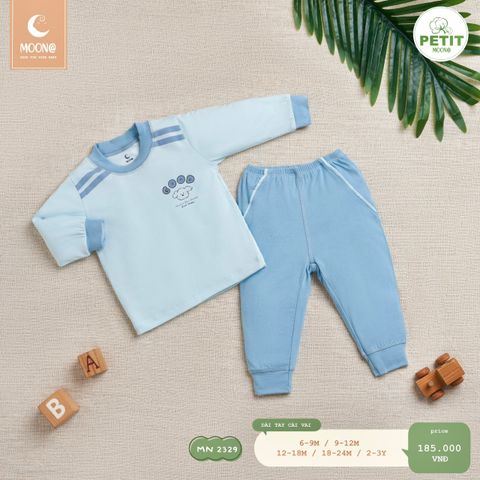 Bộ dài tay Moona cài vai - Xanh nhạt - 12-18m