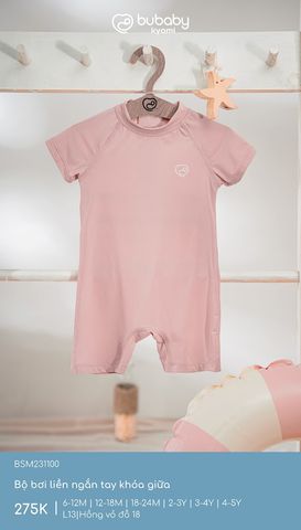 Bộ bơi liền ngắn tay khóa giữa Bubaby BSM231100.03YL15