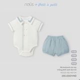 Bộ bodysuit cộc tay trắng phối xanh da trời Nous NE2S25-SB2-M01-SW-0M