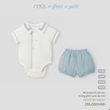 Bộ bodysuit cộc tay trắng phối xanh da trời Nous NE2S25-SB2-M01-SW-0M