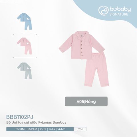 Bộ dài tay cài giữa Pyjamas Bambus 1102PJ Bubaby