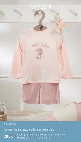 Bộ bơi Áo dài tay, quần đùi khóa sau Bubaby BSM171300.03YL99