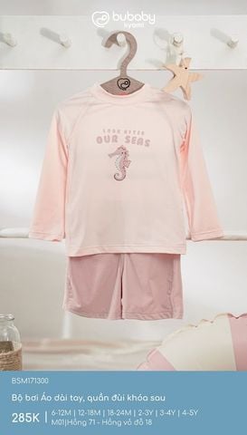 Bộ bơi Áo dài tay, quần đùi khóa sau Bubaby BSM171300.03YL99