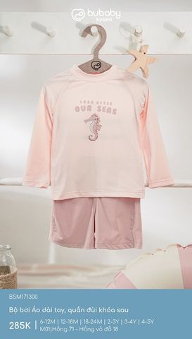 Bộ bơi Áo dài tay, quần đùi khóa sau Bubaby BSM171300.03YL99