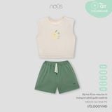 Bộ ba lỗ áo màu be in trang trí phối quần xanh lá Nous NB3S25-SC1-M04-PG-6M