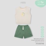 Bộ ba lỗ áo màu be in trang trí phối quần xanh lá Nous NB3S25-SC1-M04-PG-6M