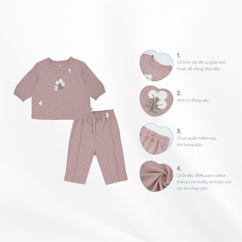 Bộ tay lỡ cổ tròn Slub cotton Bubaby BCT120401.18MF80