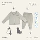 Bộ dài tay Chaang cúc giữa - vàng - 0-3m