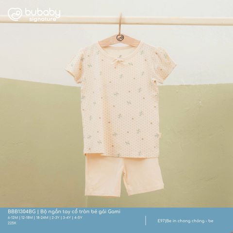 Bộ ngắn tay cổ tròn bé gái Gami Bubaby BBB1304BG.03YE96