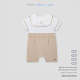 Bộ liền cộc màu trắng phối nâu thêu trang trí Nous NE2S25-OP1-M04-PW-0M