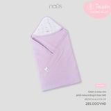 Chăn ủ màu tím phối màu trắng in họa tiết Nous