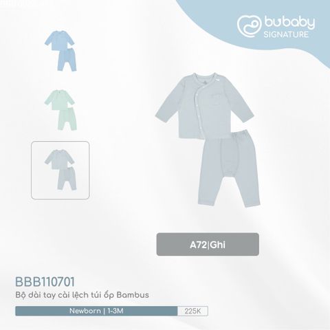 Bộ dài tay cài lệch túi ốp Bambus Bubaby BBB110701.0NBA01