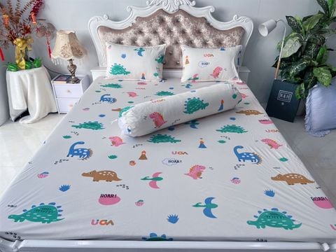 Ga chống thấm cotton Ú Òa Cotton cao cấp - Hươu cao cổ xanh - 1m8*2m