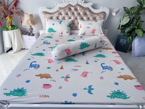 Ga chống thấm cotton Ú Òa Cotton cao cấp - Hươu cao cổ xanh - 1m8*2m