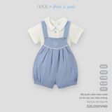 Bộ quần yếm màu xanh và áo cộc tay màu trắng Nous NE3S25-SH1-M01-PB-6M