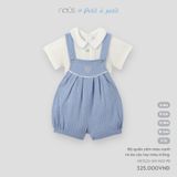 Bộ quần yếm màu xanh và áo cộc tay màu trắng Nous NE3S25-SH1-M01-PB-6M