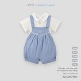 Bộ quần yếm màu xanh và áo cộc tay màu trắng Nous NE3S25-SH1-M01-PB-6M