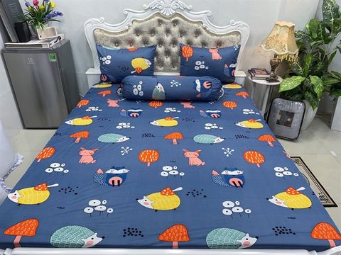 Ga chống thấm cotton Ú Òa Cotton cao cấp - Hươu cao cổ xanh - 1m8*2m