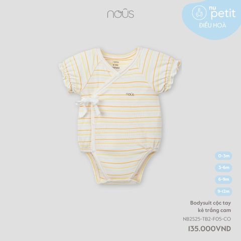 Bodysuit cộc tay kẻ trắng cam Nous NB2S25-TB2-F05-CO-0M