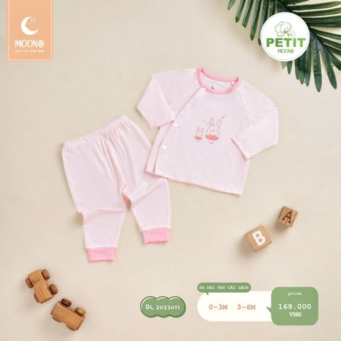 Bộ dài tay Moona cài lệch - gấu kem - 3-6m