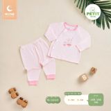 Bộ dài tay Moona cài lệch - gấu kem - 3-6m