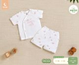 Bộ cộc tay cài lệch Moona Hồng 3-6m