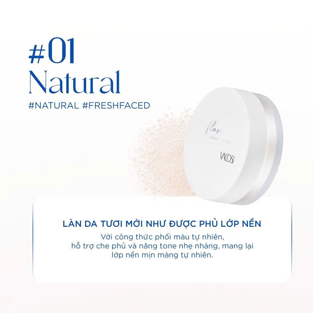 M57 - Phấn phủ bột siêu mịn VACOSI FLASO LOOSE POWDER #01 : tự nhiên