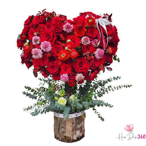 Giỏ Hoa Trái Tim Trao Em