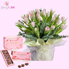 bó hoa tulip Dấu Ấn Valentine