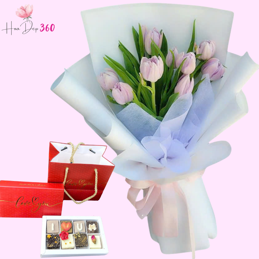 Bó Hoa Tulip Cầu Vồng Ngọt Ngào