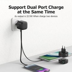 Củ Sạc Nhanh USAMS GaN Charger 35W Type C PD Fast Phone Charger Built in Quick Charge Cable