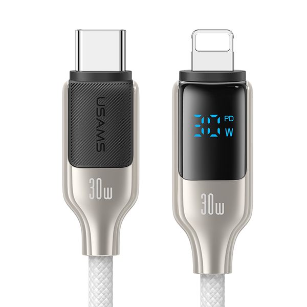 Cáp sạc nhanh USAMS SJ741 Type-C To Lightning 30W Digital Display Zinc Alloy HX Series