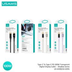 Cáp sạc nhanh USAMS SJ590/SJ591 Type-C To Type-C PD 100W Transparent Digital Display Shadow Series