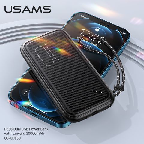 Pin Dự Phòng USAMS CD150 10000mAh 10W (Dual Input, Dual USB, Kèm Dây Đeo)