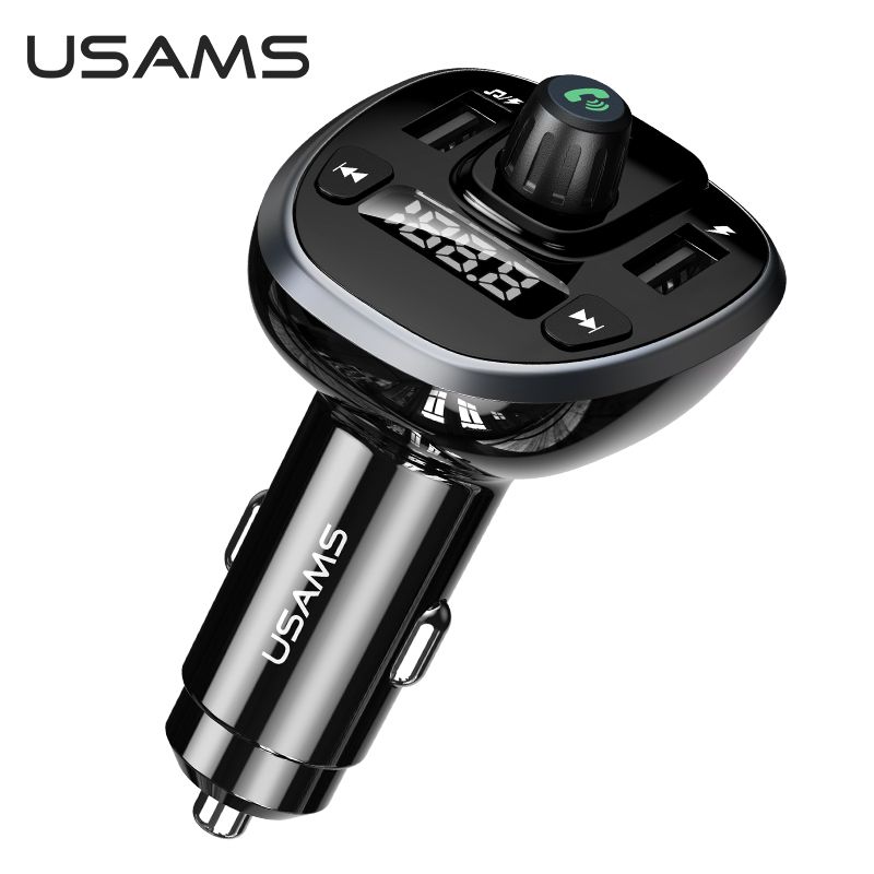 Tẩu Sạc Kiêm Phát Sóng FM 2*USB USAMS CC115 C21 15W (Bluetooth 5.0, 3.4A)